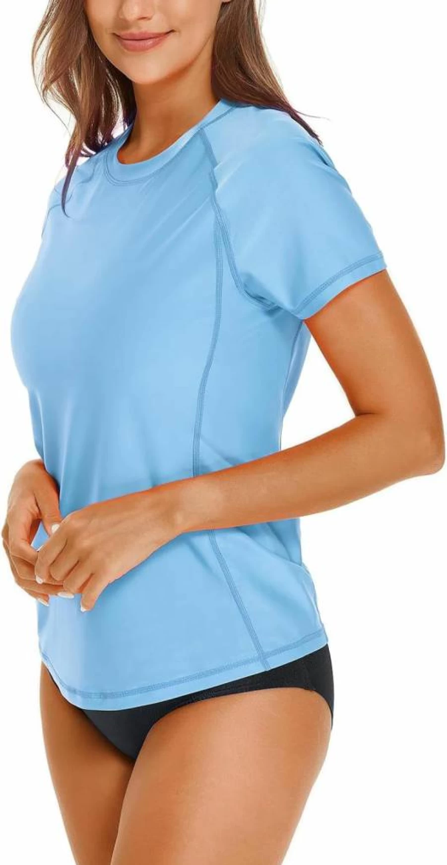 HODOSPORTS Women's UPF 50+ Sun Protection Swim Shirt Quick Dry Lightweight Short Sleeve Rash Guard Swimsuit