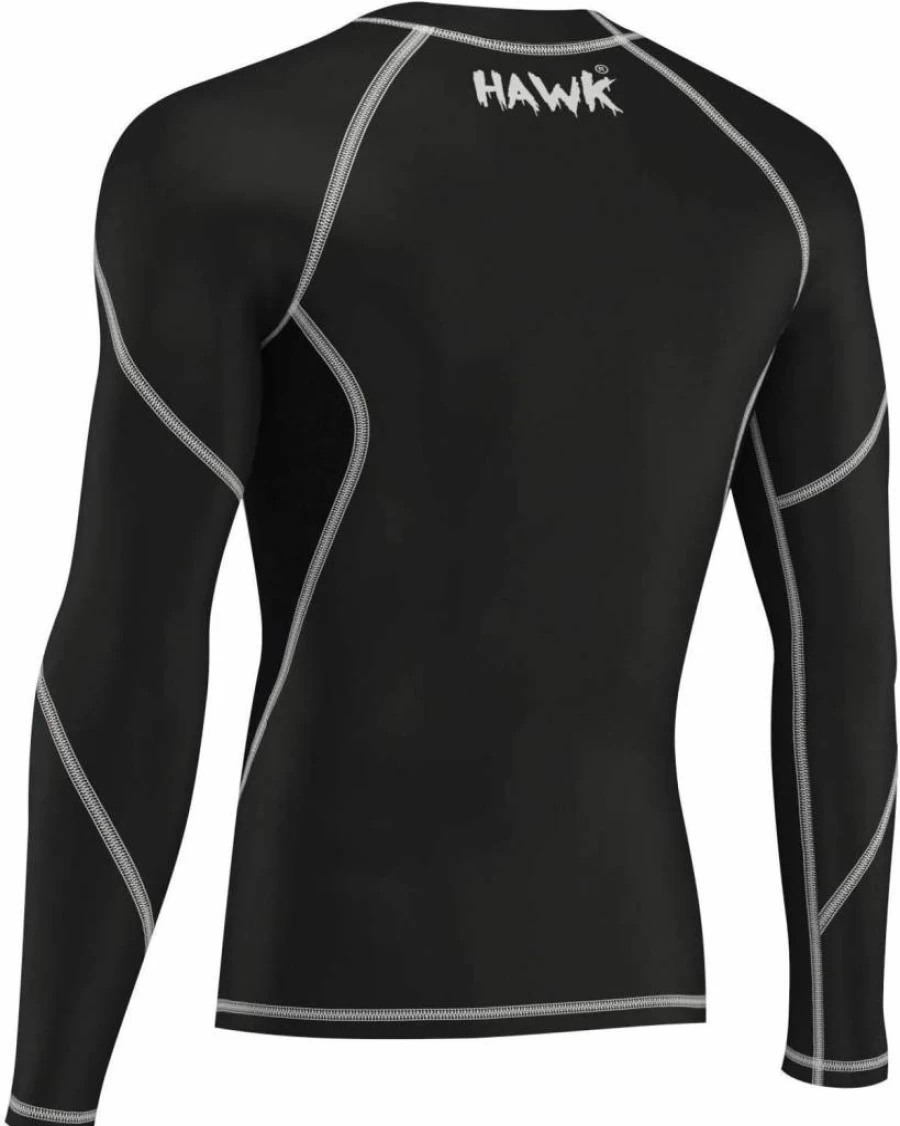 Hawk Sports Men's Long Sleeve Compression Rash Guard - MMA BJJ No Gi Shirt, Athletic Base Layer for Gym & Training