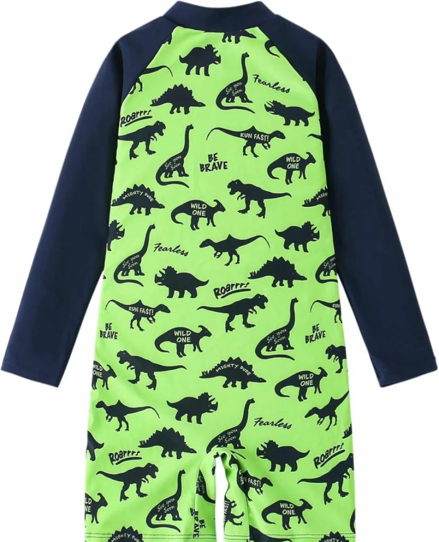 AIWUHE UPF 50+ Boys Long Sleeve One Piece Swimsuit with Zipper - Sun Protective Rash Guard Swimwear for Kids Ages 2-9 Years