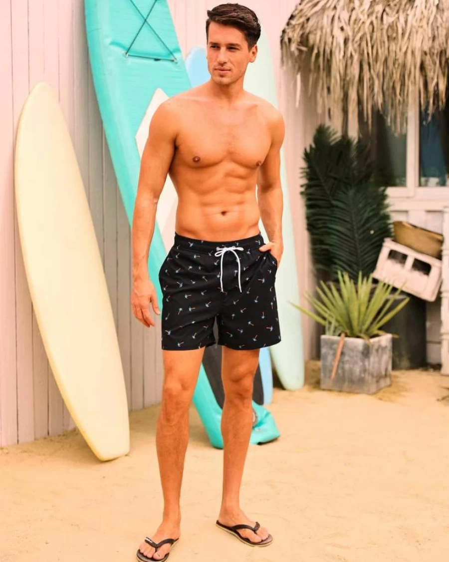 SILKWORLD Men's Quick-Dry 2-in-1 Swim Trunks with Compression Liner & Zipper Pockets for Swimming