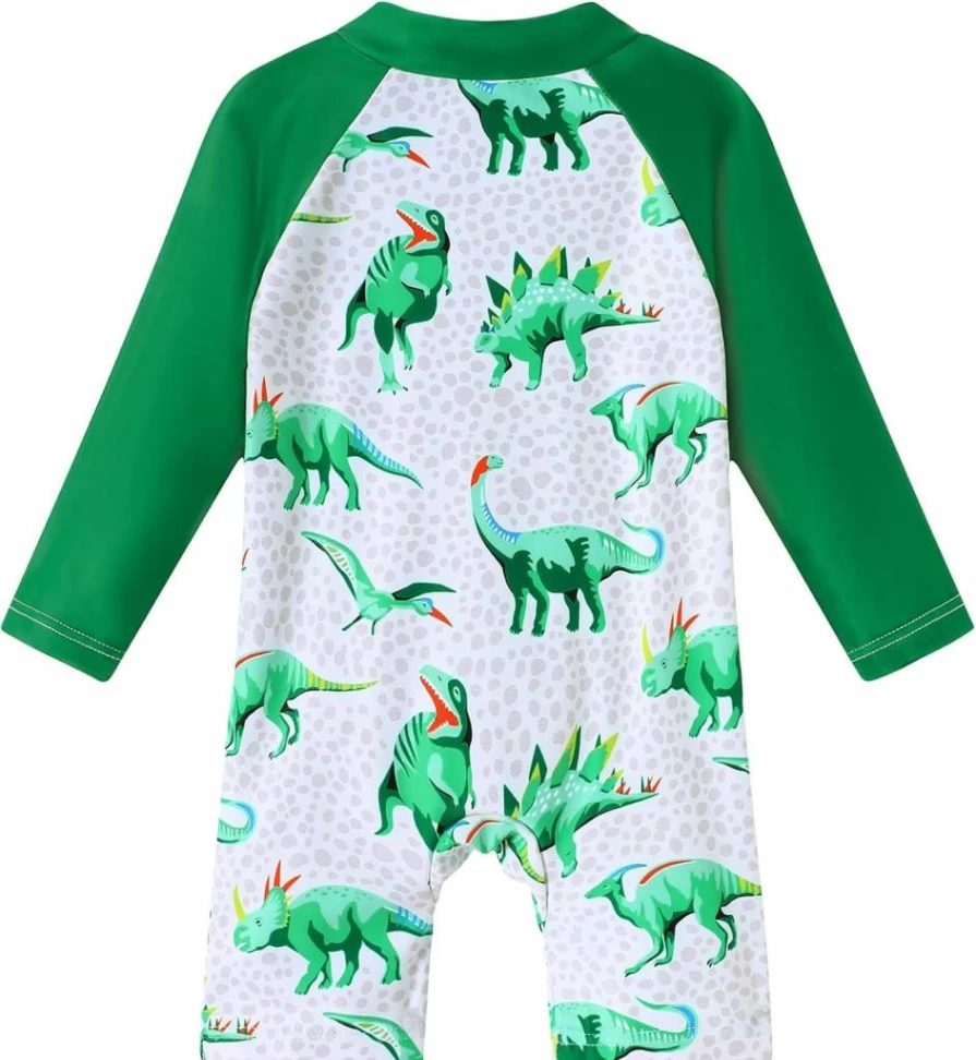 Ghteas Baby Boy Rashguard Swimsuit One Piece Long Sleeve UPF 50+ Sun Protection Swimwear with Zipper 0-24 Months