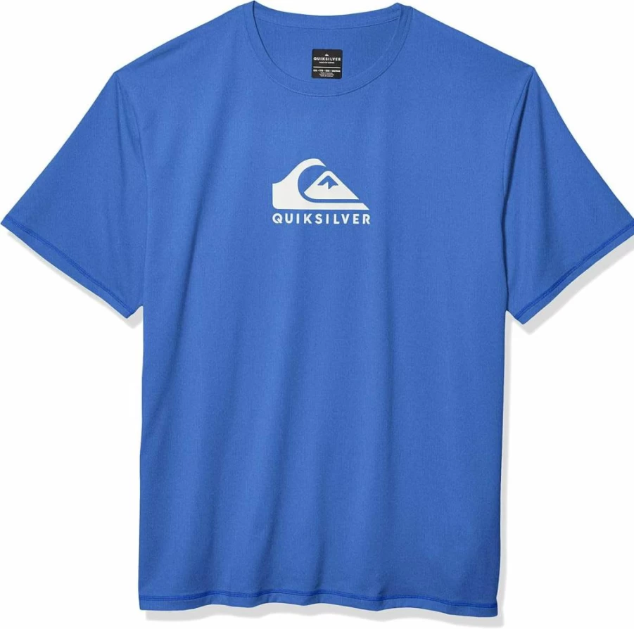 Quiksilver Men's Solid Streak Short Sleeve Rash Guard UPF 50 Sun Protection Surf Shirt for Swimming and Water Sports