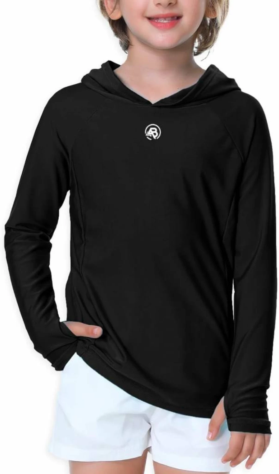 AOBUTE Kids UPF 50+ Sun Protection Long Sleeve Swim Shirt with Thumb Holes - Boys & Girls Rash Guard for Swimming (Ages 3-12)