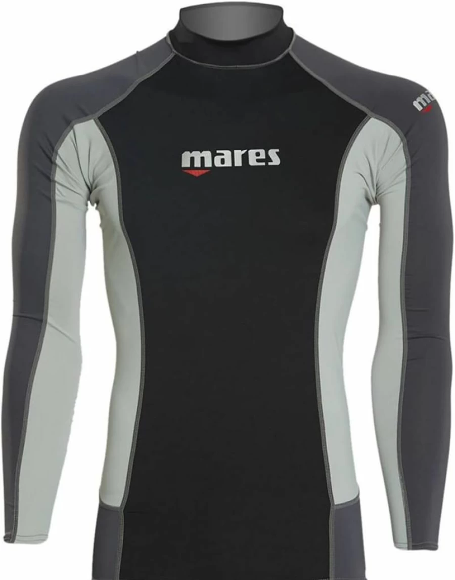 Mares Men's Trilastic Long Sleeve Rash Guard Shirt – UV Protection, Quick-Dry, Flatlock Stitching for Swimming, Surfing & Water Sports
