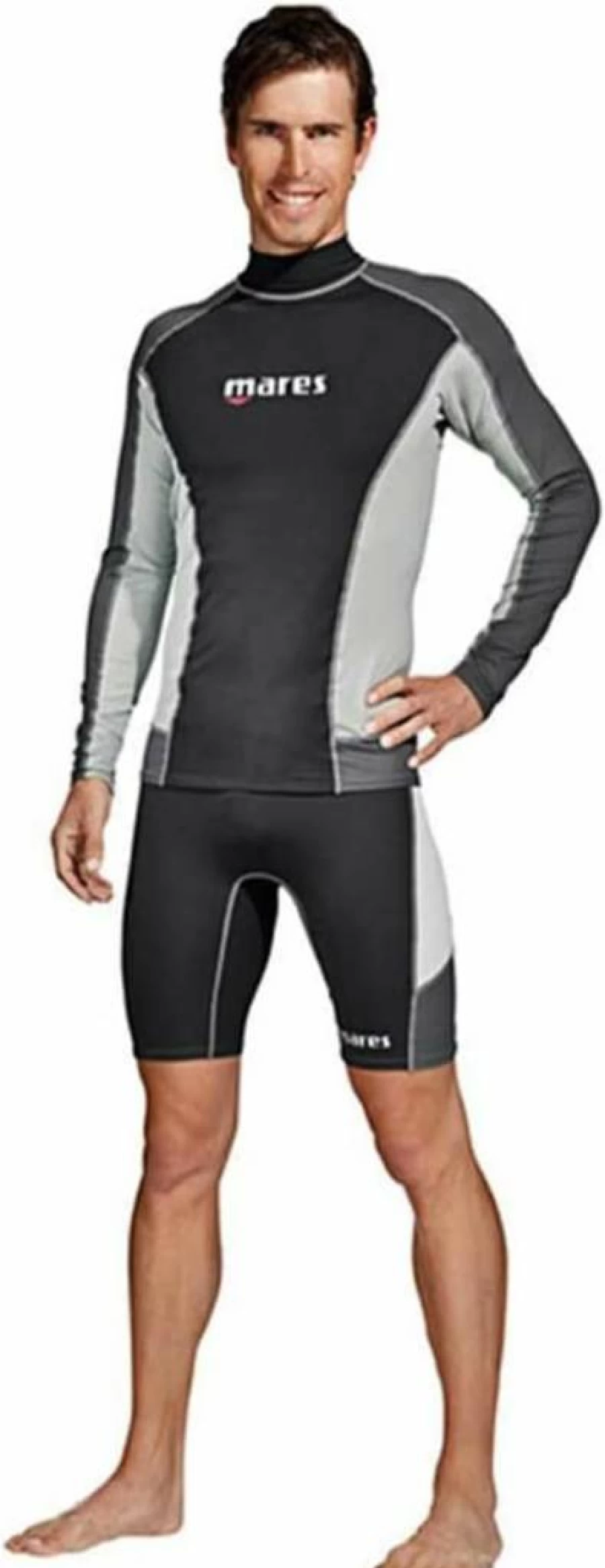 Mares Men's Trilastic Long Sleeve Rash Guard Shirt – UV Protection, Quick-Dry, Flatlock Stitching for Swimming, Surfing & Water Sports