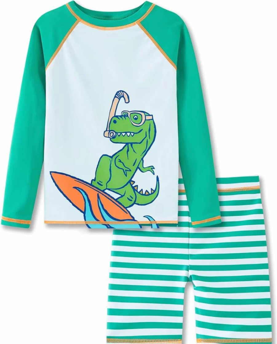 UMELOK Boys' Rash Guard Swim Set - UPF 50+ Sun Protection, Quick-Dry Swim Shirt & Shorts for Kids