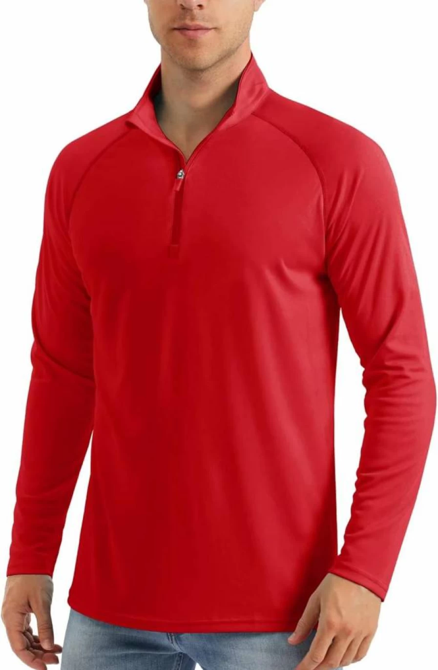 MAGCOMSEN Men's UPF 50+ Long Sleeve 1/4 Zip Rash Guard Shirt for Fishing Running Outdoor Sports Sun Protection Quick-Dry T-Shirt