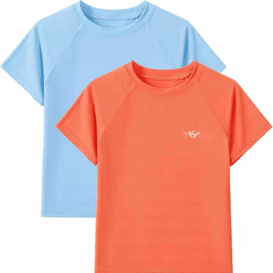 Angel Season Boys UPF 50+ Rash Guard Swim Shirt - Quick Dry Short Sleeve Swimwear for Toddler Kids & Teens (Sizes 3-14) - Sun Protective Rashguard