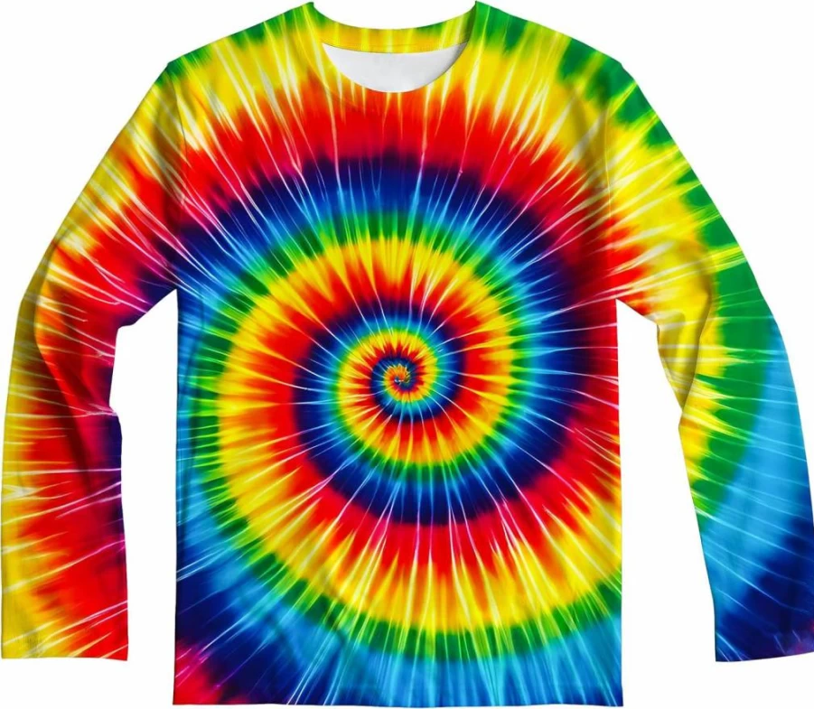 DMPROD Kids UPF 50+ Sun Protection Swim Shirt - Long Sleeve Tie Dye Rash Guard for Boys & Girls
