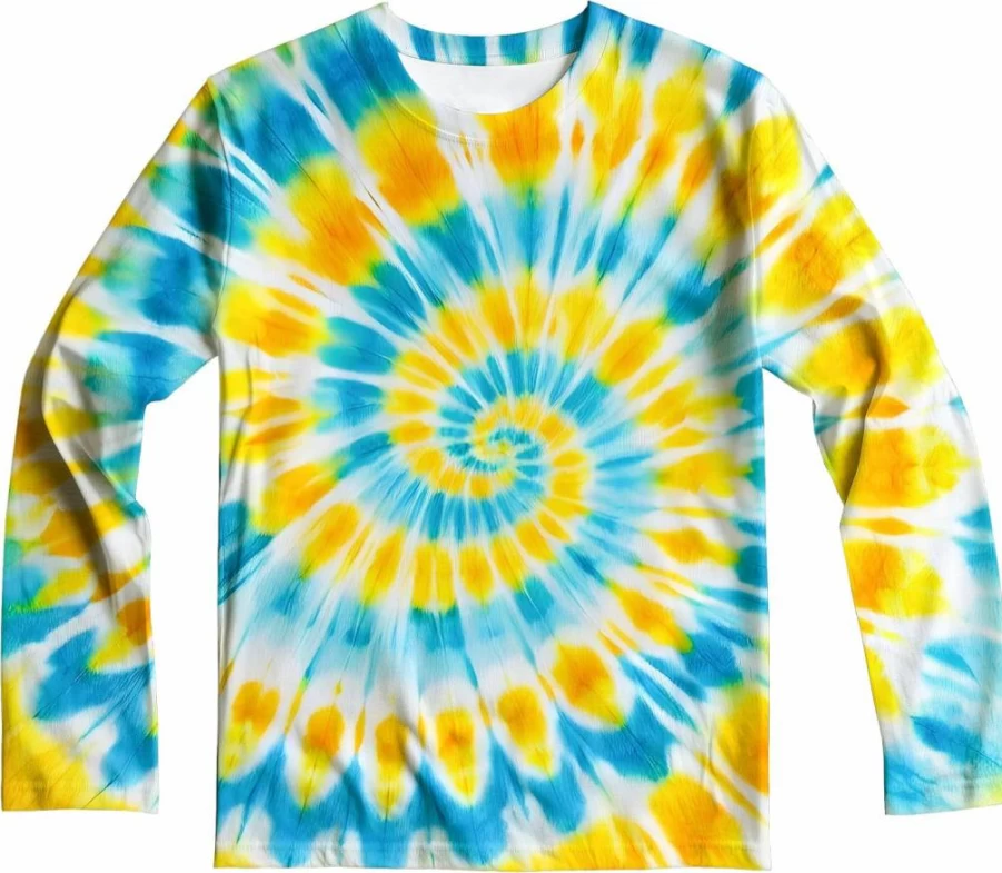 DMPROD Kids UPF 50+ Sun Protection Swim Shirt - Long Sleeve Tie Dye Rash Guard for Boys & Girls