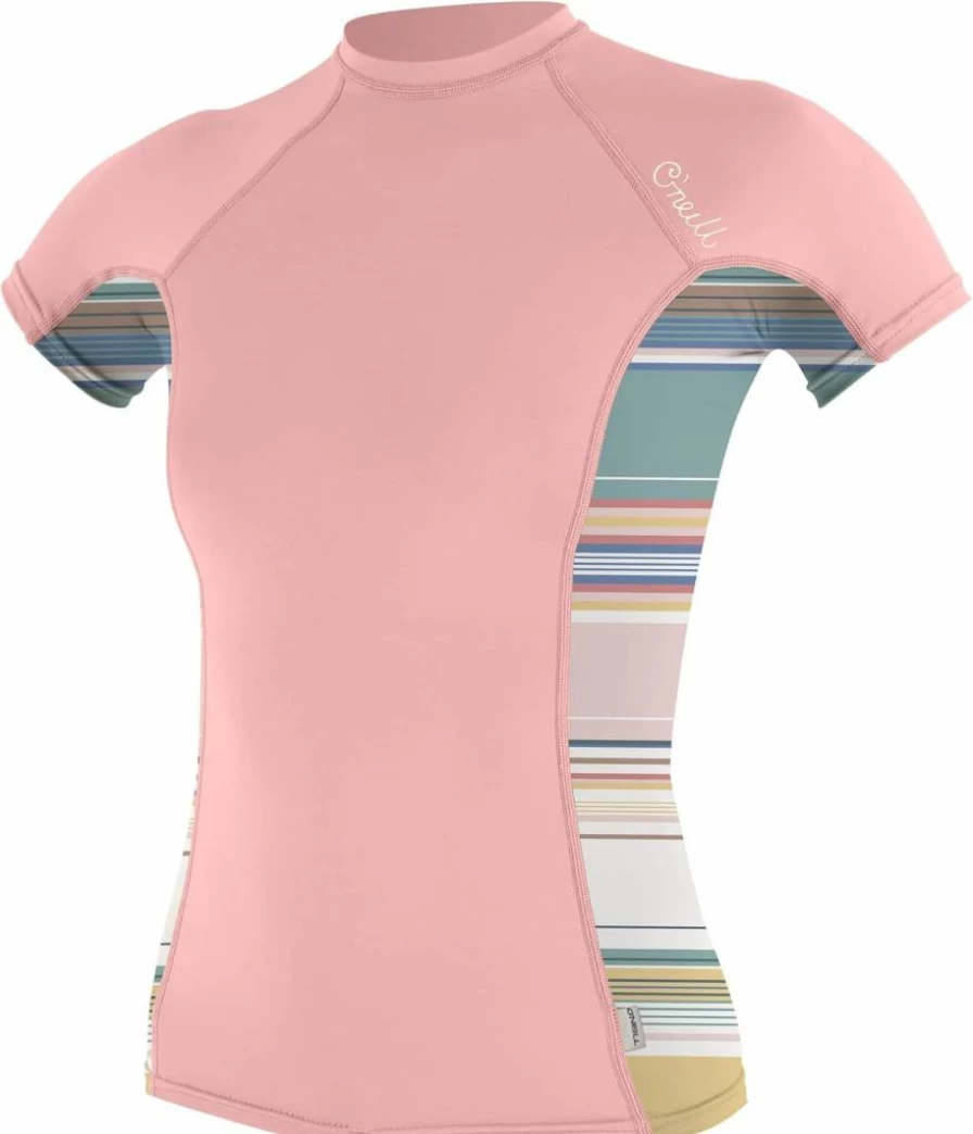 O'Neill Women's Side Print Short Sleeve Rash Guard - UPF Sun Protection Swim Shirt