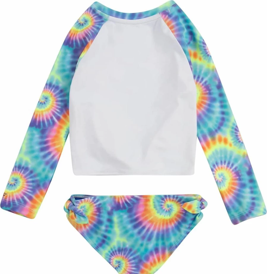 Hurley Girls 2-Piece Long Sleeve Rash Guard Swimsuit for Sun Protection