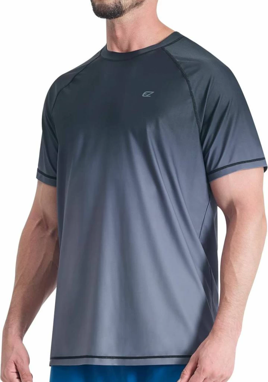 EZRUN Men's UPF 50+ UV Protection Rash Guard Swim Shirt - Quick Dry Sun Shirt for Swimming, Fishing & Beach Activities